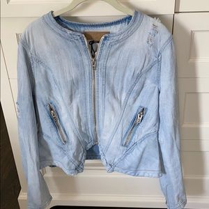 Light Blue Distressed Jean Jacket